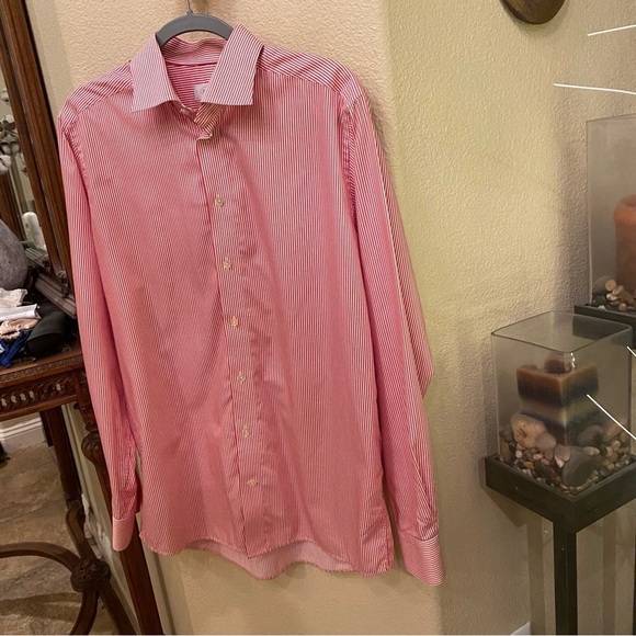 ETON Men Red White Striped Buttoned Dress Shirt Size 42/16-1/2 - Picture 3 of 7